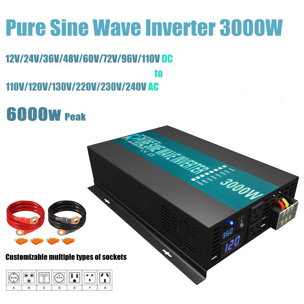 Inverter Pure Sine Wave 60Hz 120V 3000W - Inversor puro da onda de seno,